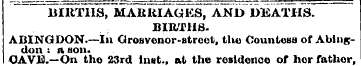 BIRTHS, MARRIAGES, AND DEATHS. BIRTHS. A...