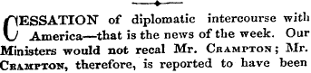 ¥ CESSATION of diplomatic intercourse wi...