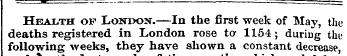 Health of London.—In the first week of M...