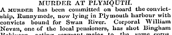 MURDER AT PLYMOUTH. A murder has been co...