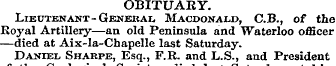 OBITUARY. Lieutenant-General Macdonald, ...