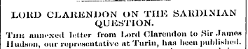 LORD CLARENDON ON THE SARDINIAN QUESTION...
