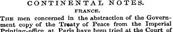 CONTINENTAL NOTES. FRANCE. The men conce...