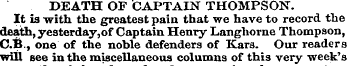 DEATH OF CAPTAIN THOMPSON. It is with th...