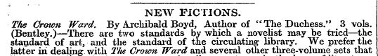 * NEW FICTIONS. The Grown Ward. By Archi...
