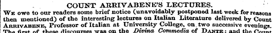 COUNT ARRIVABENK'S LECTURES. We owe to o...