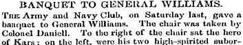 BANQUET TO GENERAL WILLIAMS. The Army an...