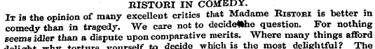 RISTORI IN COMEDY. It is the opinion of ...