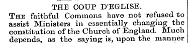 THE COUP D'EGLISE. The faithful Commons ...