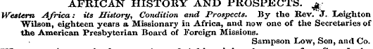 AFRICAN HISTORY AND PROSPECTS. ^ Western...