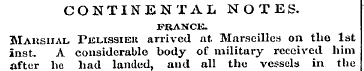 CONTINENTAL NOTES. FRANCE. Marshal Pelis...