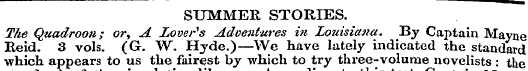 SUMMER STORIES. The Quadroon; or, A Love...