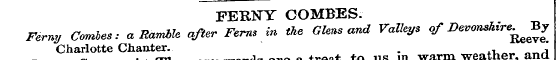 FERNY OOMBES. Ferny Combes: a Ramble aft...