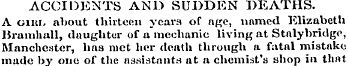 ACCIDENTS AND SUDDEN DEATHS. A giiil abo...