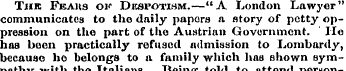 Tiir Feaus ov Despotism.—"A London Lawye...