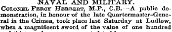 ¦NAVAL AND MILITARY. Colonel Percy Herbe...