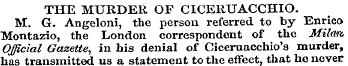THE MURDER OF CICERTJACCHIO. M. G. Angel...