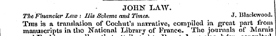 JOHN LAW. The Financier Law ; Uis Scheme...