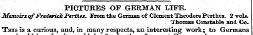 PICTURES OF GERMAN LIFE. . Memoirs of Fr...