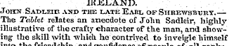 IRELAND. Joed* S.vdleir and the late Ear...