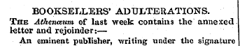BOOKSELLERS' ADULTERATIONS. The Aihtnaum...