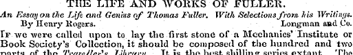 THE LIFE AND WORKS OF FULLER. An Essay o...