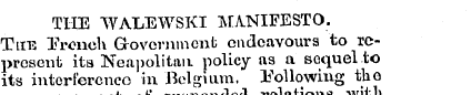 THE "VVALEWSKI MANIFESTO. The Preneh Gov...