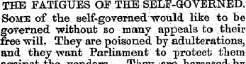THE FATIGUES OF THE SELF-GOVERNED. Some ...