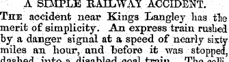 A SIMPLE RAILWAY ACCIDENT. The accident ...