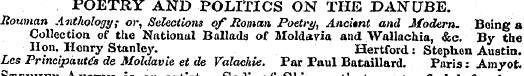 FOETRY AND POLITICS ON THE DANUBE. Itoum...