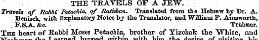 THE TRAVELS OF A JEW. Travels of' ' -Rab...