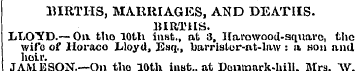 BIRTHS, MARRIAGES, AND DEATHS. BIRTHS. L...