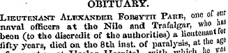 OBITUARY. Lieutenant Alexander FoneYTn P...