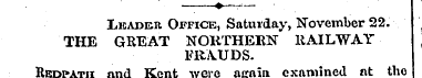 Lkader Office, Saturday, November 22. TH...
