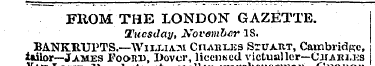 FROM THE LONDON GAZETTE. Tuesday, Novemb...