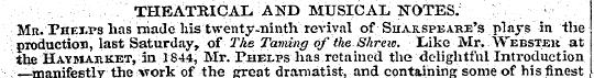 THEATRICAL. AND MUSICAL NOTES. Mr.Thei-p...