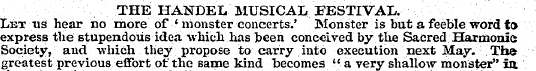 THE HANDEL MUSICAL FESTIVAL. Let us hear...