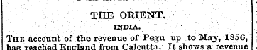 i % i i THE ORIENT. • ¦ . ¦ • ' INDIA. '...