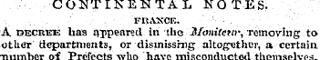 CONTINENTAL NOTES. FKAXCE. A decree has ...