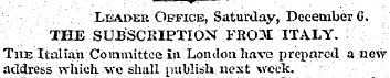 Leader Office, Saturday, December G. THE...