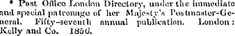 * Post. Ofllco London Directory, under t...