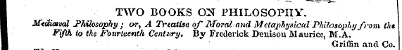 I TWO BOOKS ON PHILOSOPHY. I Mediaavdl P...