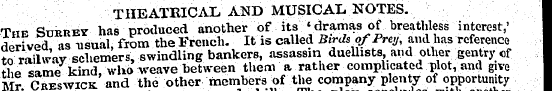 THEATRICAL AND MUSICAL NOTES. 1 The Surr...