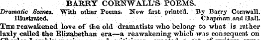 BARRY CORNWALL'S POEMS. Dramatic Scenes....