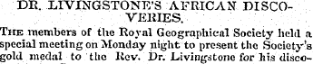 DE. LIVINGSTONE'S AFRICAN DISCOVERIES . ...