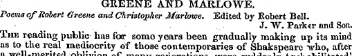 GREENE AND MARLOWE. Poems of Robert Gree...