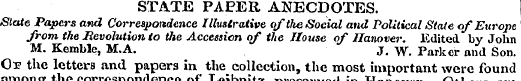 STATE PAPER ANECDOTES. State Papei's and...