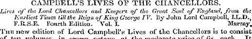CAMPBELL'S LIVES OF THE CHANCELLORS. Liv...