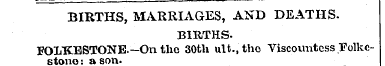 BIRTHS, MARRIAGES, AND DEATHS. BIRTHS. F...