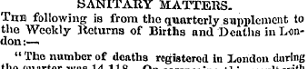 SANITARY MATTERS. TnE following is from ...